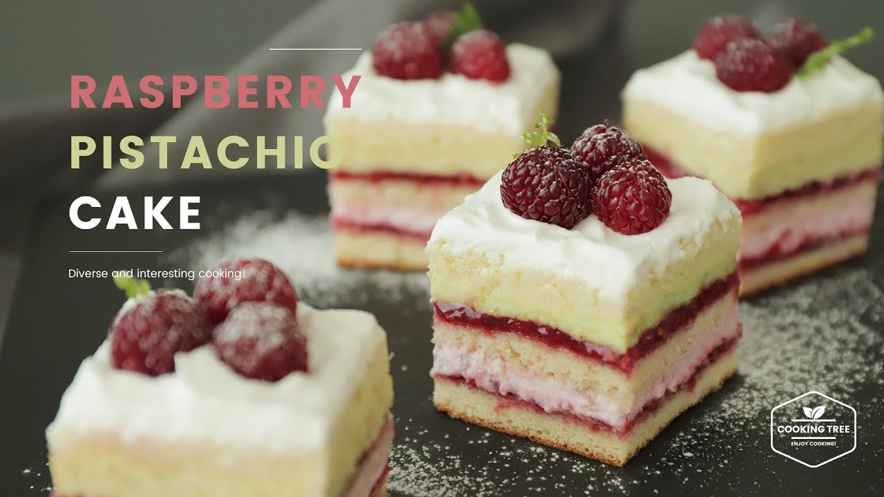 라즈베리 피스타치오 레이어 케이크 만들기 : Raspberry pistachio layer cake Recipe - Cooking tr...