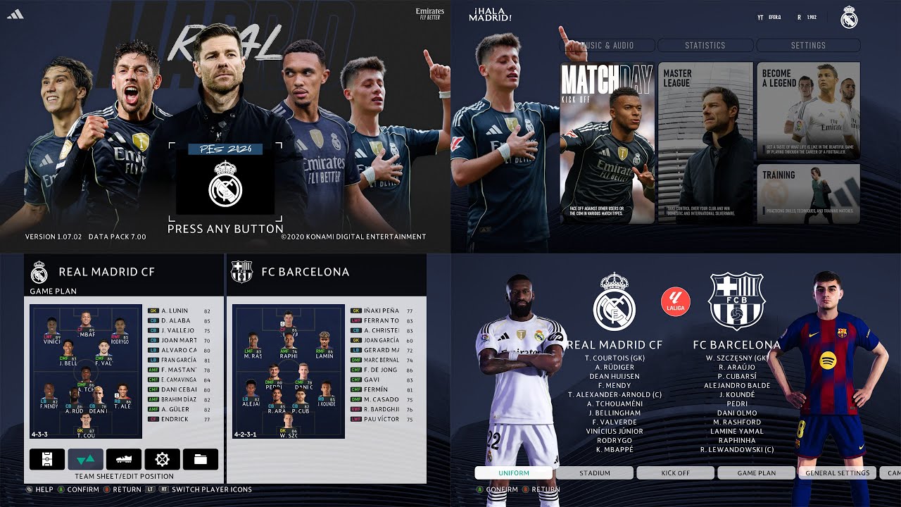 New Menu Graphics Dark Mode Real Madrid 2025 + Instalation - PES 2021 & Football Life 2025