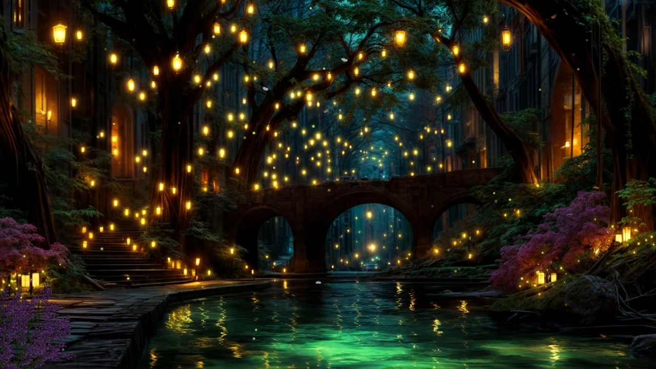 🌙 Magical Forest Lantern Dream | Fall Asleep Fast😴Gentle Water, Fireflies & Healing Ambience(NO ADS)