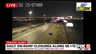 Daily on-ramp closures along southbound I-15 in Las Vegas