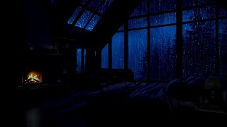 Watching The Rain Fall By The Window - Rain And Fire In The Dark - Helps Sleep Well