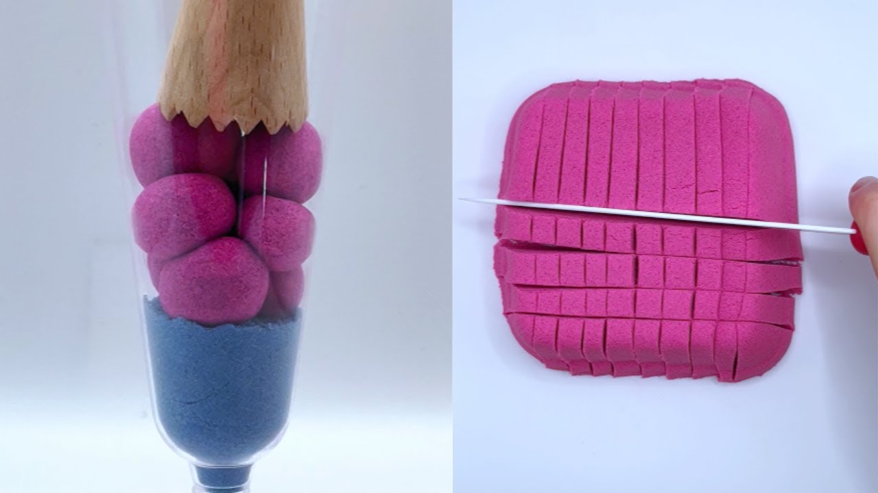 Oddly Satisfying Kinetic Sand Squish and Slice Compilation - YouTube