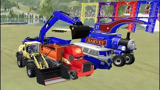 Transporting excavators, trucks, and wheel loaders, fire truck, fs22
