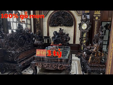 Video Combo Nội Thất phòng khách 3 tỷ 100% gỗ Mun Hoa Lào... - youtube