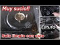 🛑 estufa extra SUCIA / limpieza de ESTUFA de acero inoxidable ❌ como limpiar estufa con jabon zote