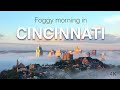 Foggy morning in Cincinnati.  4k relaxation Background video