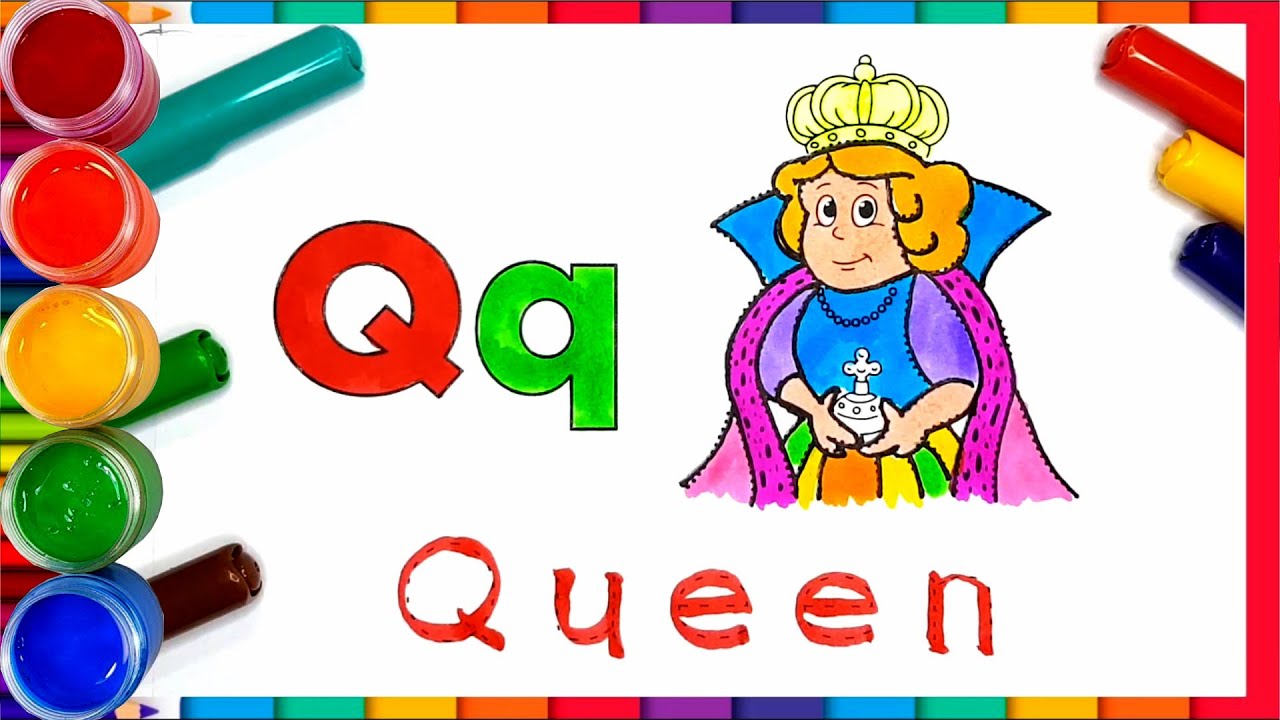 How to Draw LETTER Q QUEEN Learn Alphabets "Q" Drawing, Painting