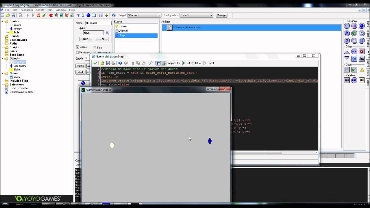 Game Maker Studio Top Down Tutorial Movement Firing Shotgun Spread Effect
