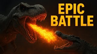 Dinosaur Breathing Fire & Roaring Epic Crocodile Vs Dinosaur Fight Scene