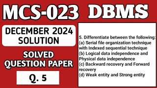 P6- 5 | MCS23 Dec 2024 Solution | MCS 023 Solved Question Paper | Mcs023 Important Questions