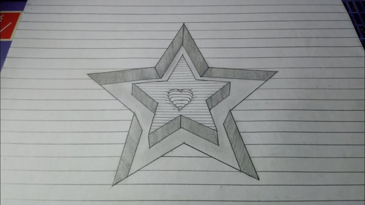 Get Art 3D Star Drawing PNG | Drawing 3D Easy