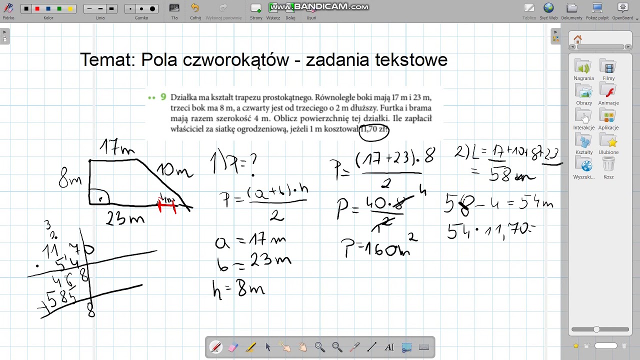 Pole Czworokąty Klasa 6 Sprawdzian