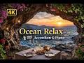 4K Sea View Relaxation 🌊 Accordion, Piano &amp; Sax | Ocean Sounds for Sleep &amp; Study (2 Hours)