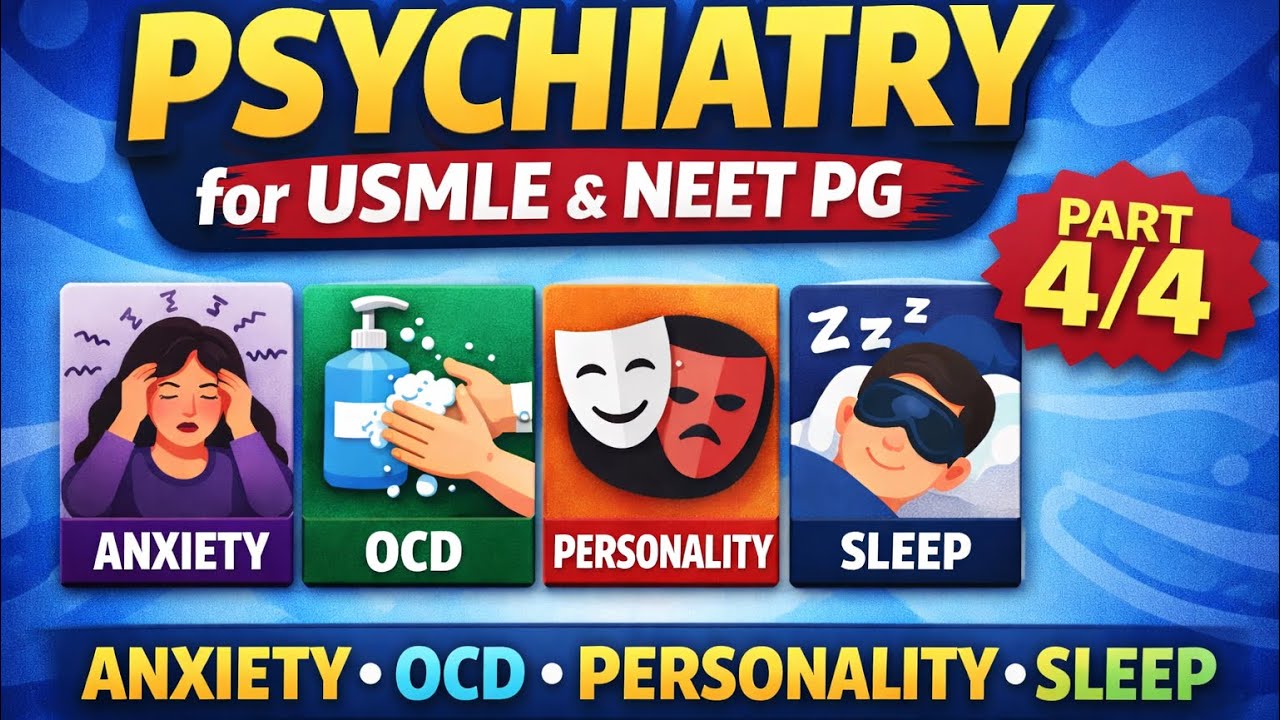 Psychiatry for USMLE & NEET PG – Anxiety, OCD, Personality & Sleep (Part 4/4)