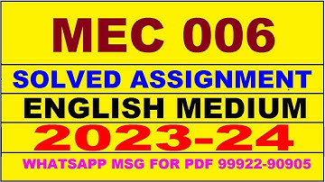 mec 006 solved assignment 2023-24 | mec 6 solved assignment in english 2024 | mec 6 2024