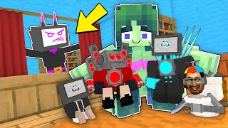 Monster School : Mini TITANS & Zombie vs TV TWIN  - Minecraft Animation