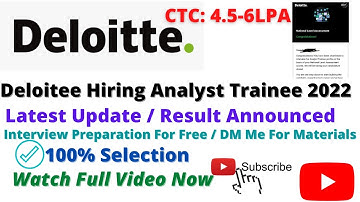 Deloitte Exam Update / Result Announced / Analyst  Trainee / Syllabus /Coding Questions Preparation