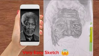 Drawing Hyperrealistic Portrait of Morgan Freeman Day 7 😍