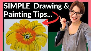 Anyone can Draw & Paint this simple Flower! (Watercolor For Beginners )