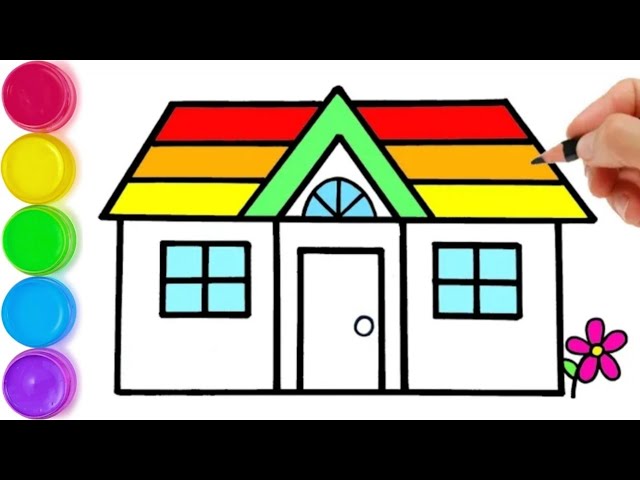 HOW TO DRAW A HOUSE RAINBOW 🌈 DRAWING EASY FOR A3 PAPER PAPERS., #6  VIDEO DRAWING.