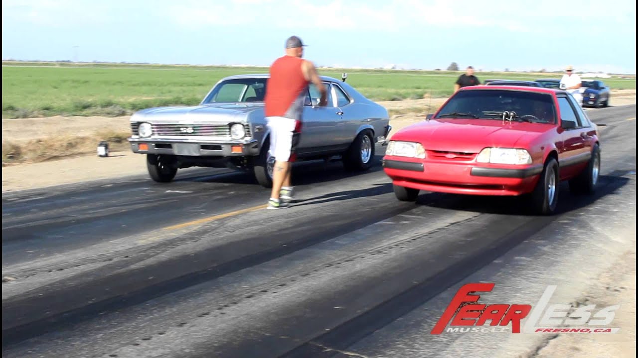 Chevy Nova Vs. LS Swapped Foxbody small block heels