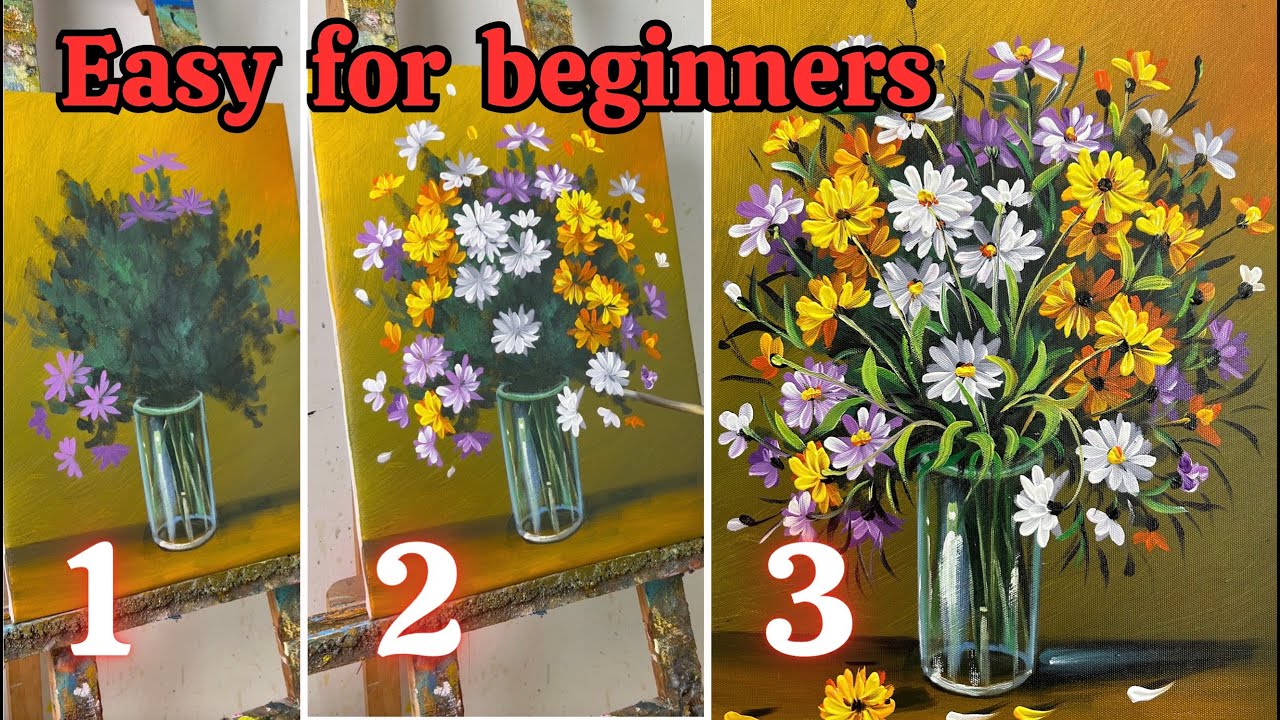 Easy Acrylic Painting for beginners / flower painting - YouTube