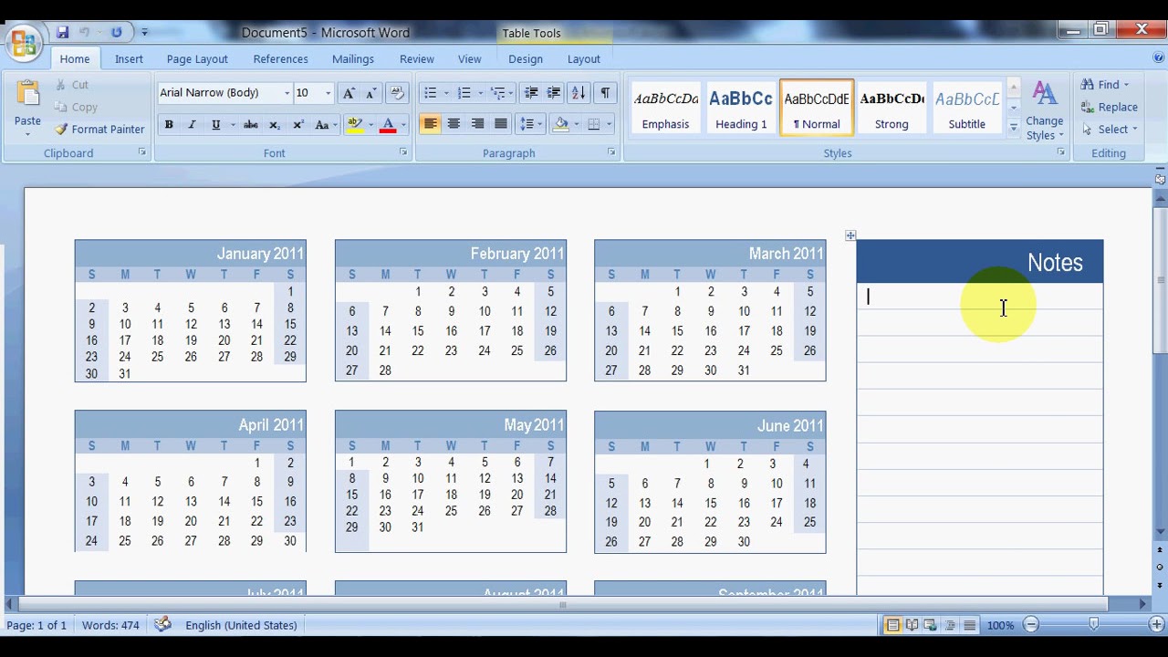 how to create a calendar in microsoft word YouTube