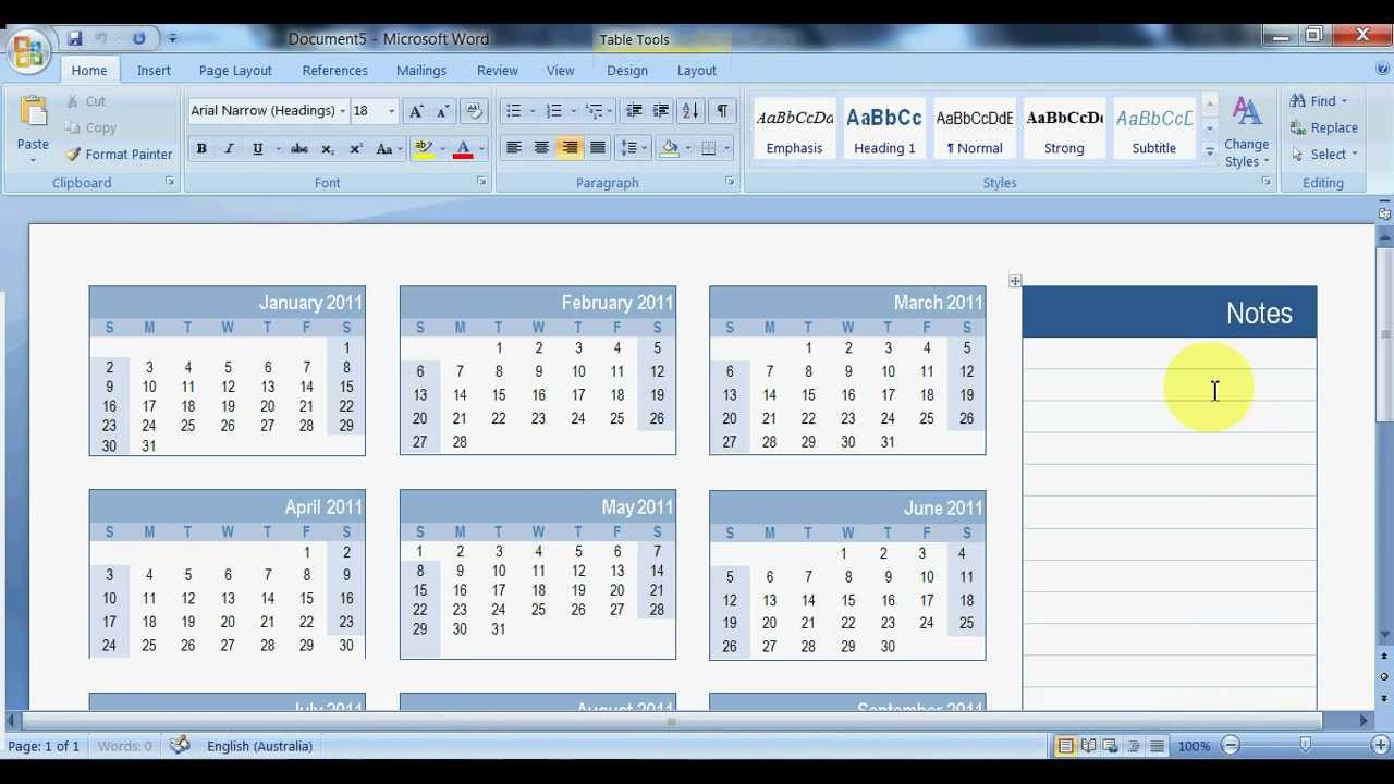 How To Make A One Page Calendar In Word