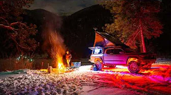 COLD Winter Camping in Montana w/ Natural Hot Spring Visit