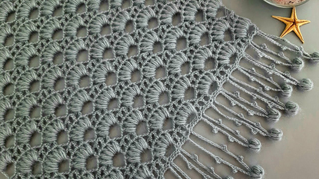 yapımı kolay muhteşem etol şal modeli / English subtitles #crochet yeni örgü şal modelleri