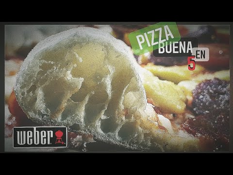 Pizza en asador weber ¡EN MENOS DE 5 MINUTOS 😱😱😱😱! utilizando la piedra para pizza weber