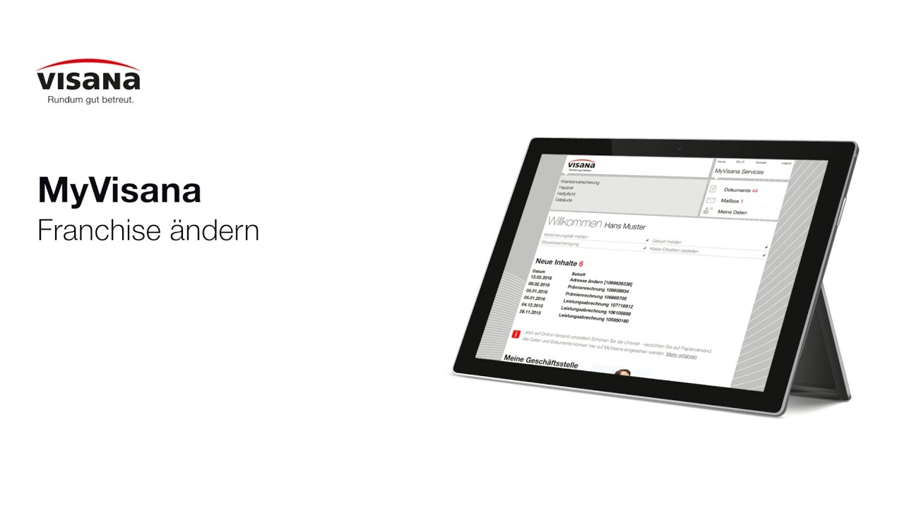MyVisana - Franchise ändern