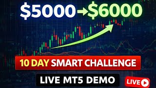 MT5 Live Trading | $5000 to $8000 Challenge | 10 Days Demo Account Growth | Day-1