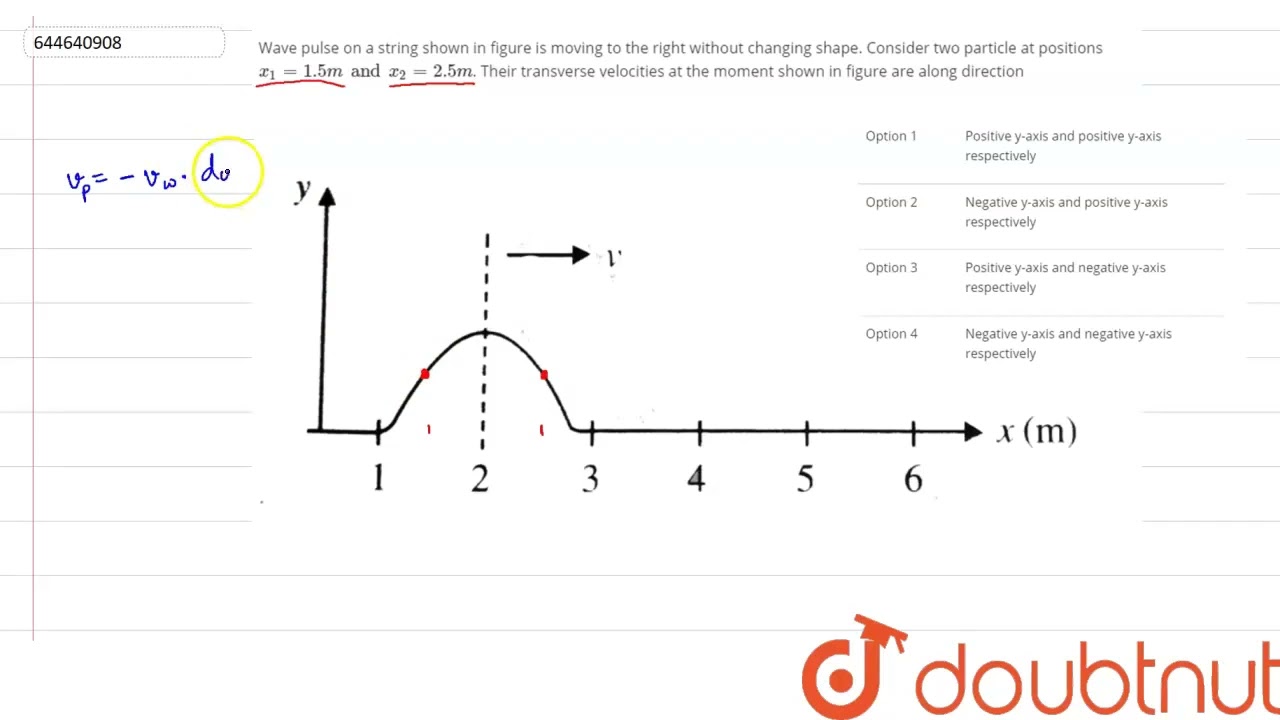 Wave pulse on a string shown in figure is movingto the right without  changing shape. Consider tw 