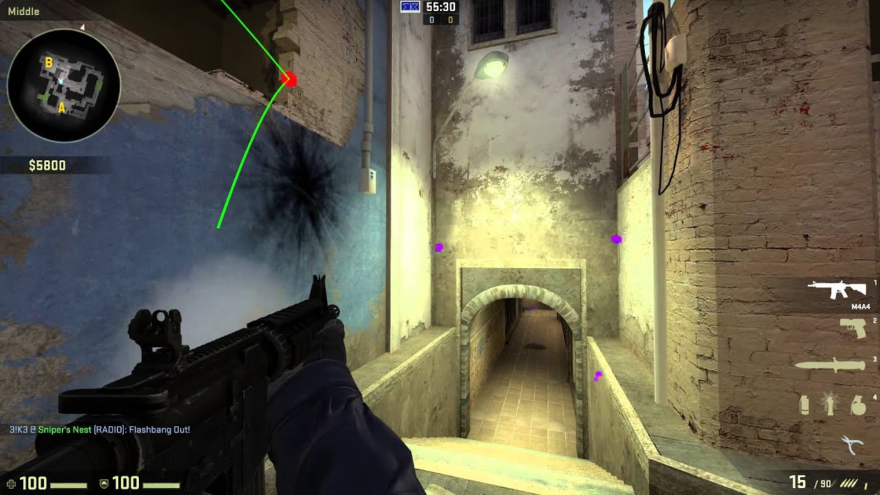 CS:GO Mirage - POPFLASH to peak Underpass from Window - YouTube