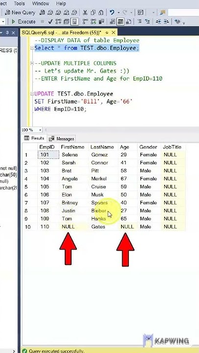 SQL: Update Multiple Columns in a Table using UPDATE Statement with ...