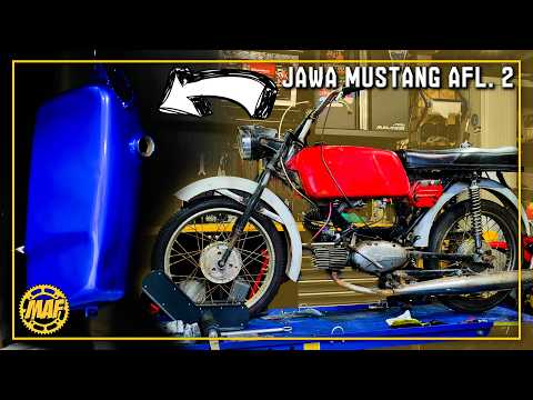 JAWA 23 MUSTANG MOPED BUILD EP. 2 DISMANTLE AND POWDERCOAT!