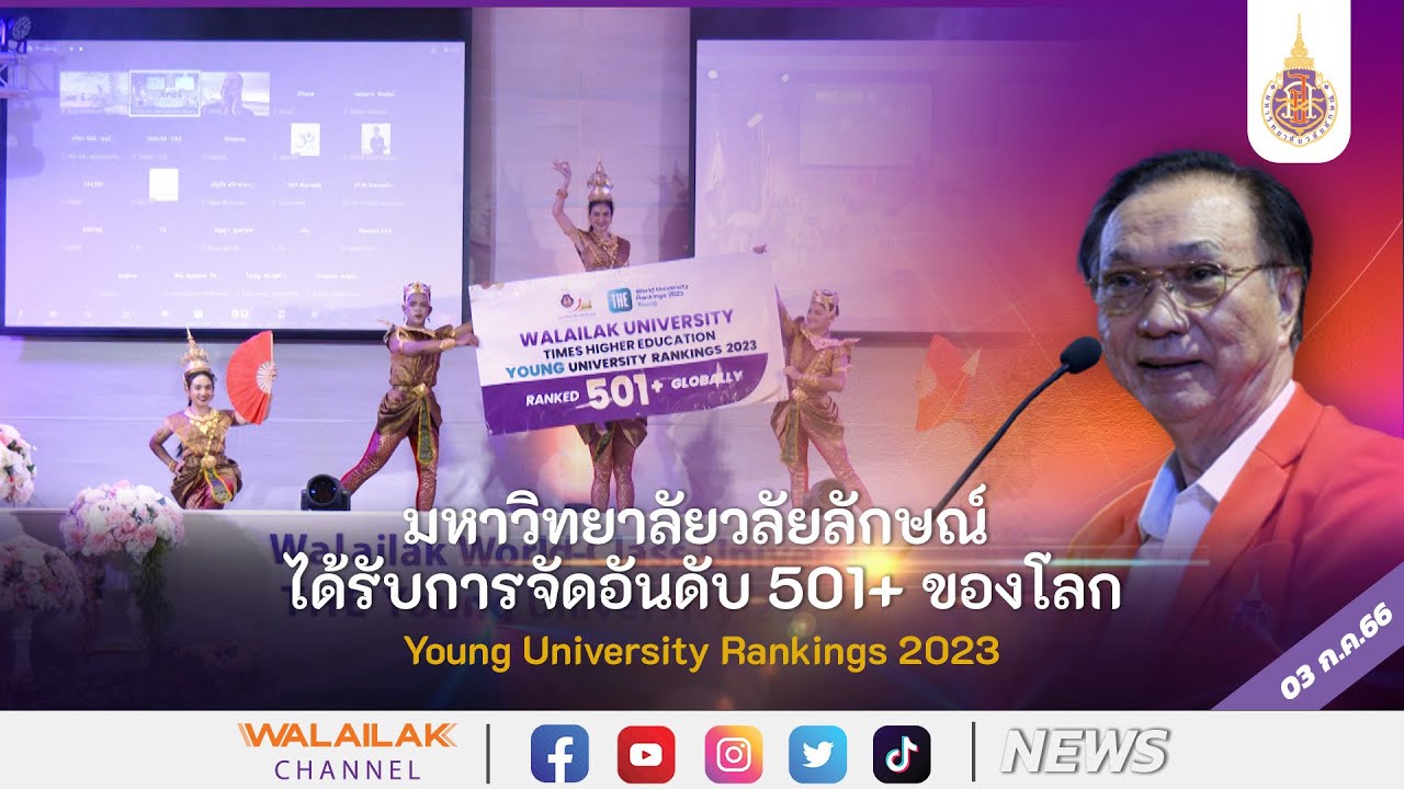 มหาวิทยาลัยวลัยลักษณ์  ได้รับการจัดอันดับ 501+ ของโลก Young University Rankings 2023