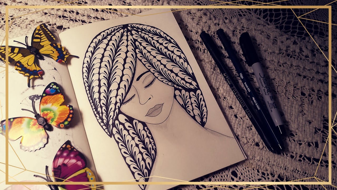 Dibujo Zentangle con un solo patrón