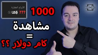 أرباح اليوتيوب لكل ألف مشاهدة !!!