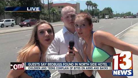 Two girls interrupt a NEWS reporter on LIVE-TV