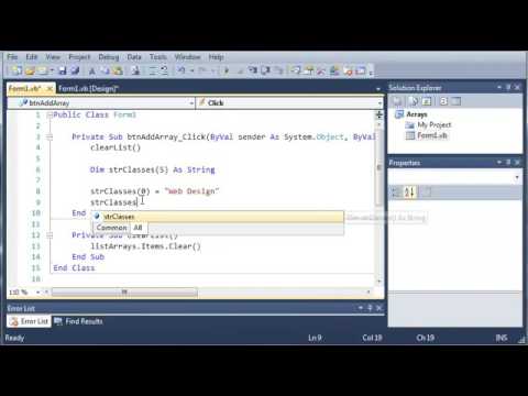 Visual Basic Tutorial   59   Introduction To Arrays ‏