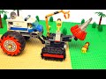 LEGO Experimental Police Truck - Bulldozer, Concrete Mixer Tractor, Train cars and vehicles