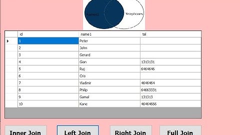 VB.net: Display data from database in datagridview using(inner join, left join , full join)