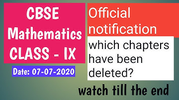 CBSE | class 9 mathematics syllabus deducted by CBSE OFFICIAL NOTIFICATION