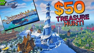 EPIC 50 BIOME SURVIVAL WORLD WITH $50 TREASURE HUNT!