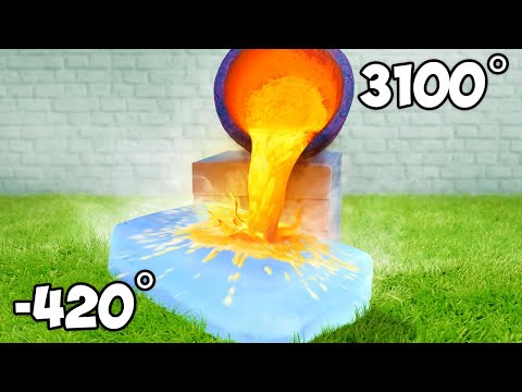 Molten Lava Vs Giant Ice Block Experiment