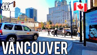 🇨🇦  [4K] 🍁  Downtown Vancouver Fall Walking Tour. BC, Canada 2025