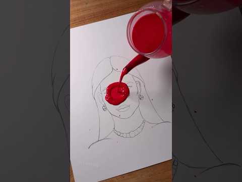 فيديو Stained art with Red! ❤️✨🎨 || Realistic Drawing! ✍️  #artistomg