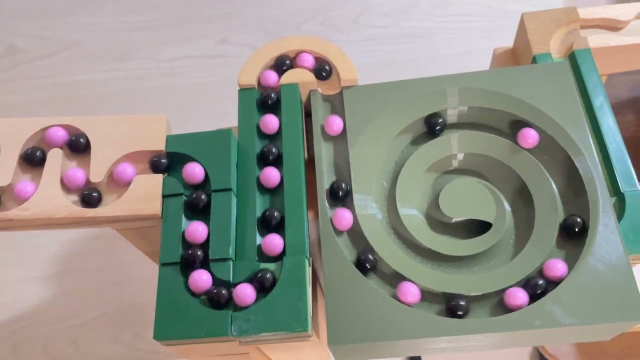 Marble Run Race ASMR ✨ 3D printed track + Snake-shaped wooden track + square track